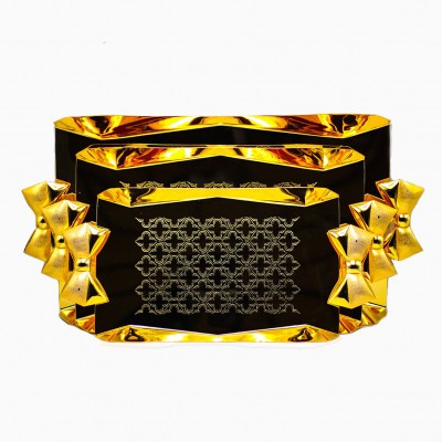 طقم طوفرية تقديم كروم بحواف مذهبة ط3حبة