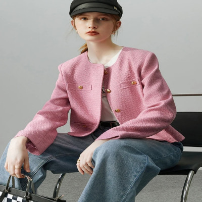 FSLE تويد سترة المرأة الخريف معطف قصير التنانير ال...