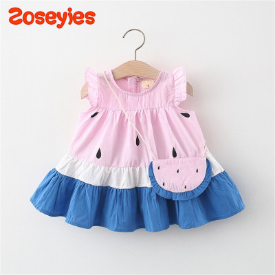 Watermelon dress with short sleeves, everyday dres...
