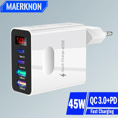 شاحن USB C للشحن السريع ، شاشة رقمية ، محول للهاتف المحمول