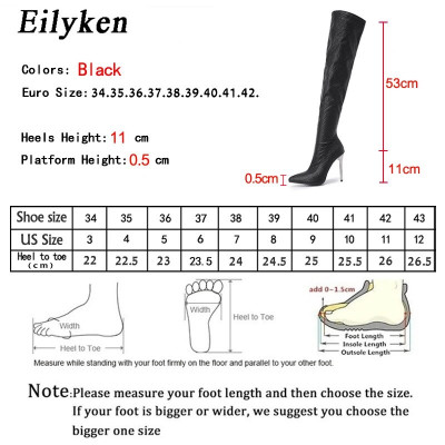 Eilyken مثير فوق الركبة أحذية النساء الكعوب رقيقة أشار تو زيبر الفخذ العليا الجوارب الشتاء ملهى ليلي أحذية الحفلات المتعرية