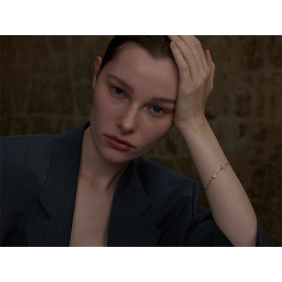 Yhpup حساسة مكعب زركونيا زهرة سلسلة رقيقة سوار الإ...