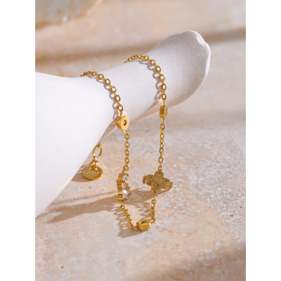 Yhpup حساسة مكعب زركونيا زهرة سلسلة رقيقة سوار الإ...