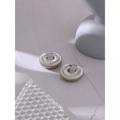 Yhpup العصرية جولة مكتنزة هوب أقراط الذهب الفولاذ...