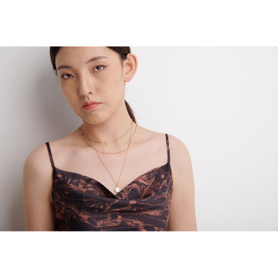 Yhpup البوهيمي قلادة مستديرة قلادة من الفولاذ المق...