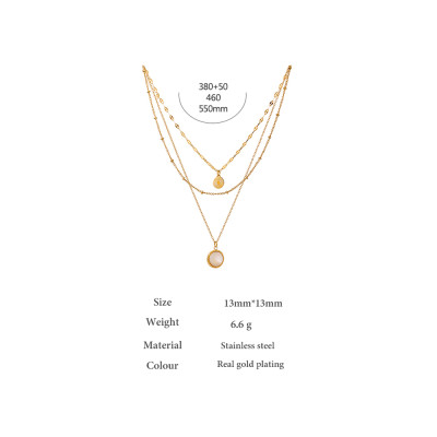 Yhpup البوهيمي قلادة مستديرة قلادة من الفولاذ المق...