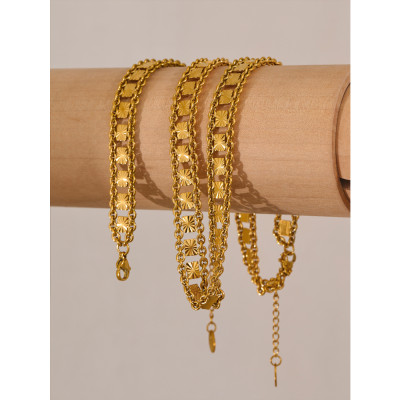 قلادة وسوار سلسلة مصنوعة يدويًا مربعة من Yhpup ، إ...