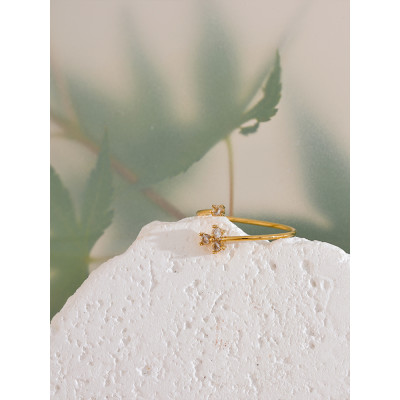 Yhpup حساسة بلينغ زركون زهرة رقيقة قابل للتعديل خا...