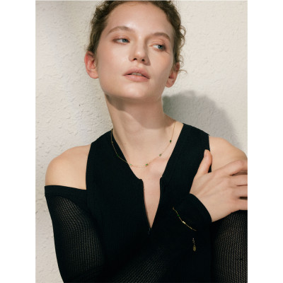 Yhpup جديد أبيض أخضر لامع مكعب زركونيا سلسلة قلادة...