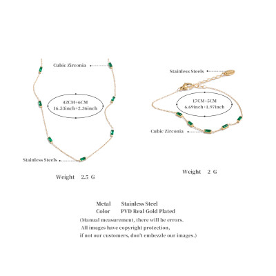Yhpup جديد أبيض أخضر لامع مكعب زركونيا سلسلة قلادة...