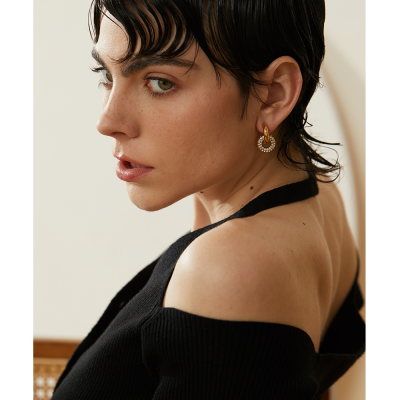 Yhpup حساسة لامعة زركون جولة الفولاذ المقاوم للصدأ...