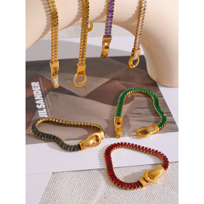 سوار فاخر ملون مكعبات من الزركون، سوار بإبزيم أنيق...