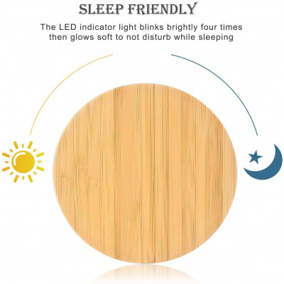 شاحن لاسلكي Qi من خشب البامبو ، لوح شحن سريع USB C...