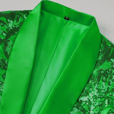 (جاكيت + بنطلون) بدلة رجالي عصرية مُزينة بالترتر ب...