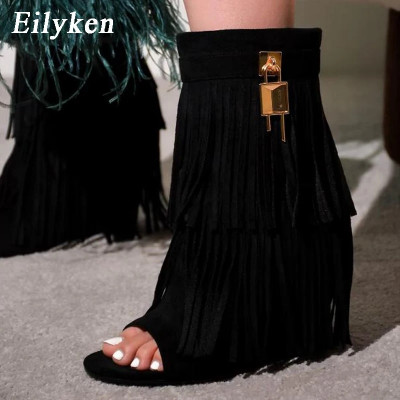 صندل نسائي بإصبع مفتوح من Eilyken مع حواف وأوتاد ، حذاء حفلات وحفلات موسيقية بسحّاب ، كعب مثير ، كعب عالي