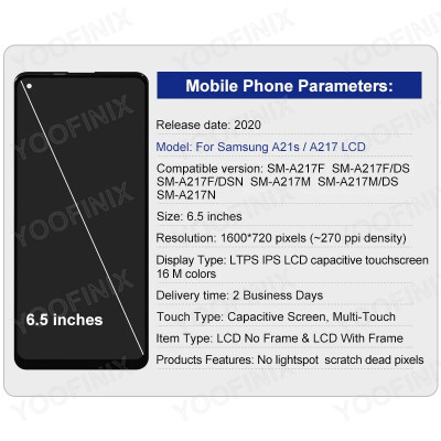 6.5 "لسامسونج غالاكسي A21S LCD SM-A217F/DS عرض SM-...