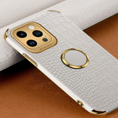 جلد التمساح نمط مع حلقة حامل حافظة للآيفون 11 12 1...