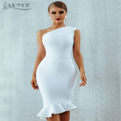 Women's dress new Adyce fashion summer 2023 exciting one-shoulder sleeveless ruffled and sequined for celebrities and evening part...