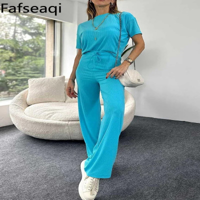 بدلة رياضية نسائية بأكمام قصيرة ، بدلة رياضية زرقا...