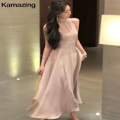 Women's sleeveless dresses for parties, elegant medium-length dress, French, birthday, graduation, romantic, new fashion, summer