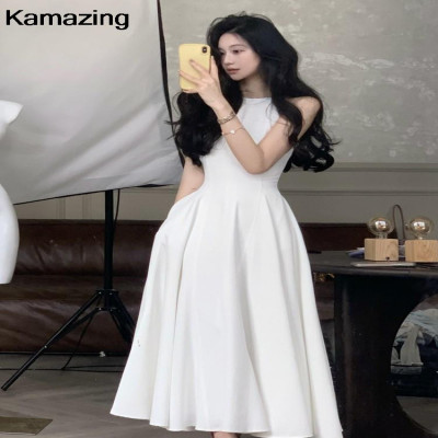 Women's sleeveless dresses for parties, elegant medium-length dress, French, birthday, graduation, romantic, new fashion, summer