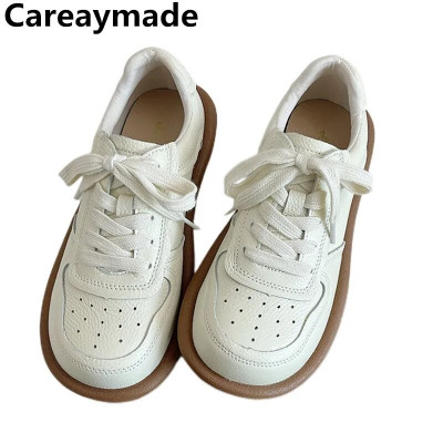 Careaymade-جلد طبيعي الأحذية النسائية أحذية بيضاء صغيرة ، الربيع و الصيف الأحذية الأدبية الجديدة ، Harajuku باطن لينة الأحذية النس...