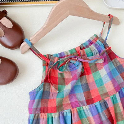 دب ليدر-طقم فستان بناتي ملون بحزام منقوش ، فستان أ...