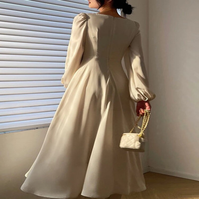 TWOTWINSTYLE فستان أنيق للنساء الخامس الرقبة فانوس...