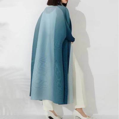 فستان طويل من Miyake متدرج مطوي للنساء ، أكمام عري...