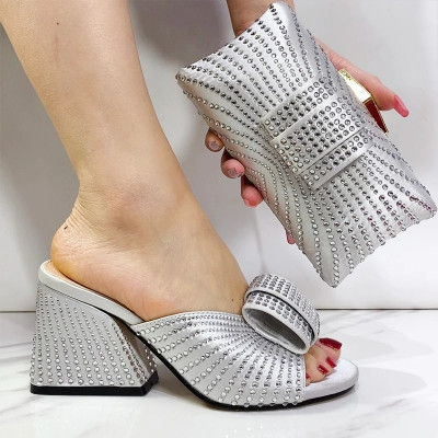 كعب عالي أحادي اللون للنساء ، حقيبة أحذية أنيقة ،...