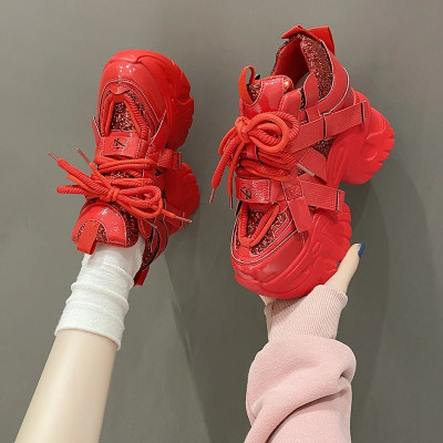 أحذية رياضية غير رسمية بنعل سميك للنساء ، أحذية نس...