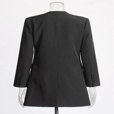 سترة نسائية مرقعة Twotwinstyle مع طيات ورقبة على ش...