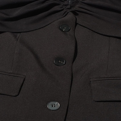 سترة نسائية مرقعة Twotwinstyle مع طيات ورقبة على ش...