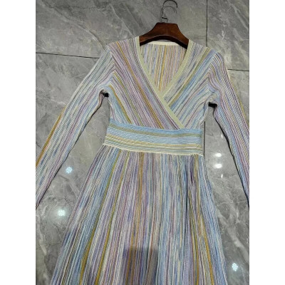 المرأة ضيق محبوك فستان ، كم طويل ، الخامس الرقبة ،...