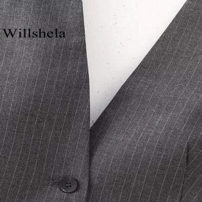 Willshela-سترات نسائية مخططة بدون أكمام ، عتيقة رق...