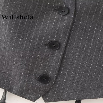 Willshela-سترات نسائية مخططة بدون أكمام ، عتيقة رق...
