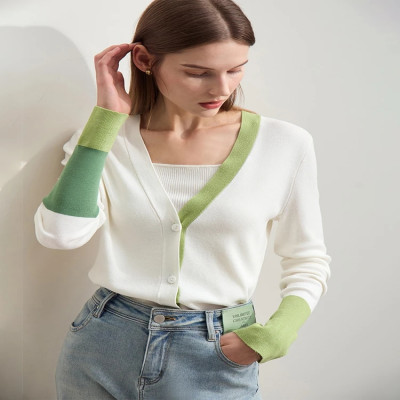 Amii-سترة نسائية من الصوف بفتحة رقبة V غير متماثلة...