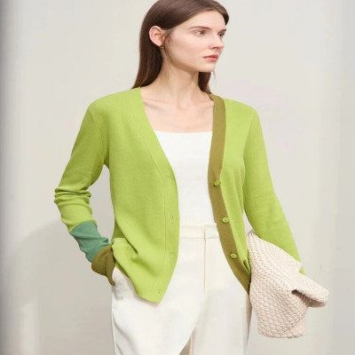 Amii-سترة نسائية من الصوف بفتحة رقبة V غير متماثلة...