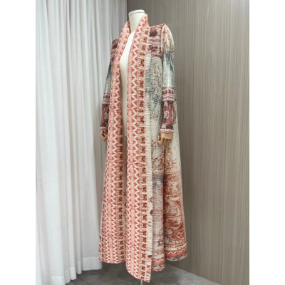 مياكي-معطف نسائي مطوي بياقة قابلة للطي ، مطبوع كلا...