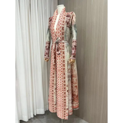 مياكي-معطف نسائي مطوي بياقة قابلة للطي ، مطبوع كلا...