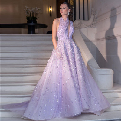 Sharon Said Luxury Beaded Dubai Lilac Evening Dres...
