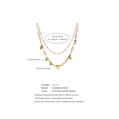 Yhpup Exquisite Stainless Steel Green Natural Ston...