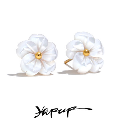 Yhpup Natural Shell Flower Exquisite Daily Stud Ea...