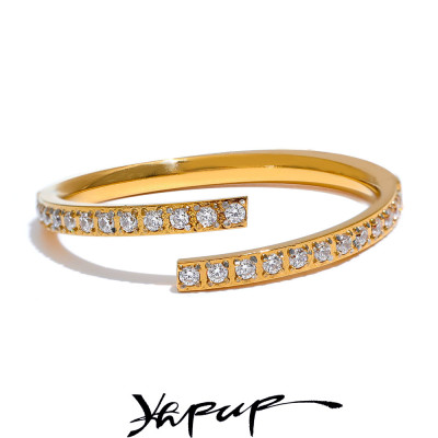 Yhpup Exquisite Minimalist Cubic Zirconia Stainles...