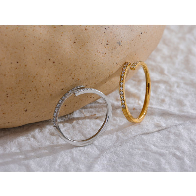 Yhpup Exquisite Minimalist Cubic Zirconia Stainles...