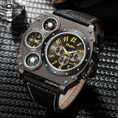 ساعة Oulm رياضية للرجال – تصميم عصري بسوار جلدي فا...