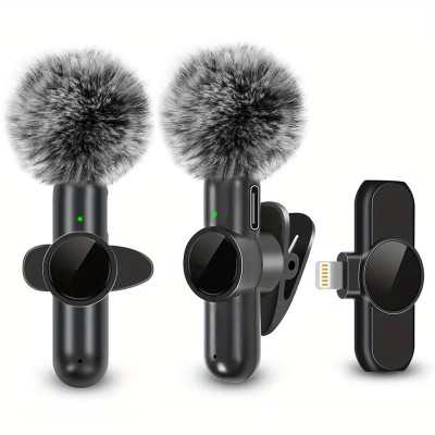Wireless Lavalier Microphone with windproof cover...