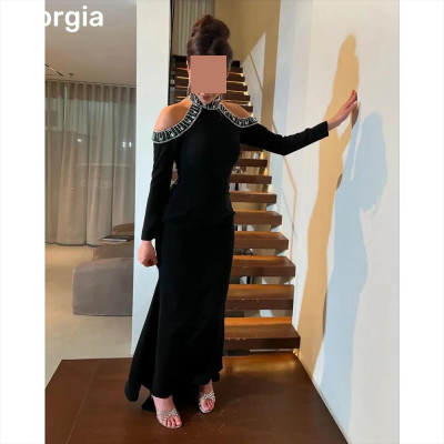 Customized Evening Dresses Mermaid Halter Floor-Le...