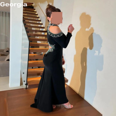 Customized Evening Dresses Mermaid Halter Floor-Le...