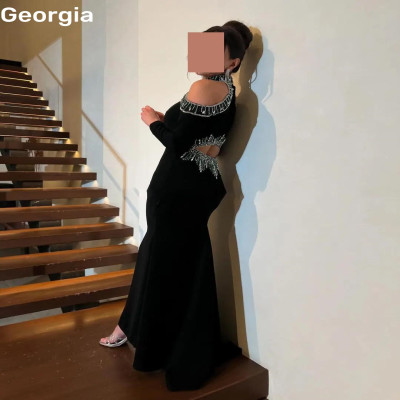 Customized Evening Dresses Mermaid Halter Floor-Le...